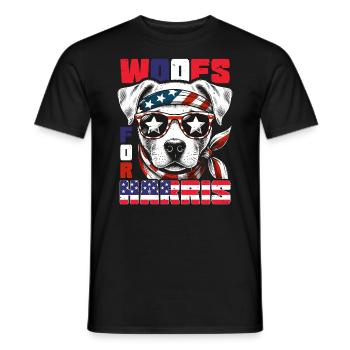 Harris elections 2024 usa dog woofs kamala walz - Men's T-Shirt - black - Front - AI Model Male 178 light (178cm)