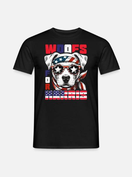 Harris Wahlen 2024 USA Hund Woofs Kamala Walz - Männer T-Shirt - Schwarz