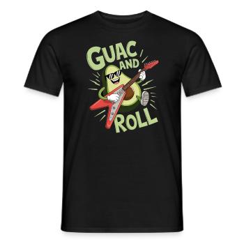 Guac And Roll Avocado Rocker With Guitar - Men's T-Shirt - black - Front - AI Model Male 178 light (178cm)
