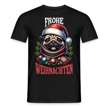 Weihnachts Mops Frohe Weihnachten - Männer T-Shirt - Schwarz - Vorne - AI Model Male 178 light (178cm)
