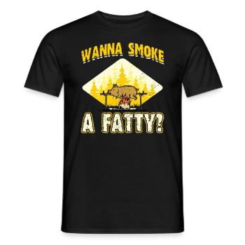 Grillspaß: Willst du einen Dicken Räuchern? - Männer T-Shirt - Schwarz - Vorne - AI Model Male 178 light (178cm)