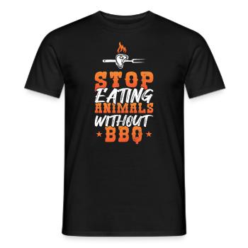 Arrêtez de manger des animaux sans barbecueFans - T-shirt homme - noir - Devant - AI Model Male 178 light (178cm)