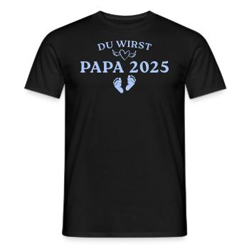 Schwangerschaft verkünden 2025 Werdender Papa - Männer T-Shirt - Schwarz - Vorne - AI Model Male 178 light (178cm)