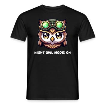 Night Owl Mode: On Owl Design - Men's T-Shirt - black - Front - AI Model Male 178 light (178cm)