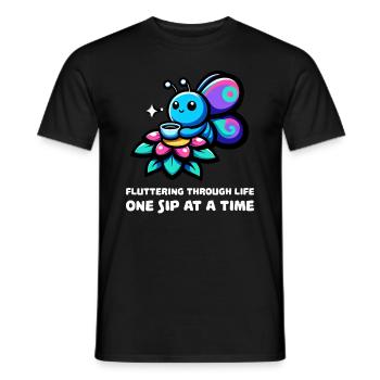 Fluttering Through Life Coffee Butterfly - Männer T-Shirt - Schwarz - Vorne - AI Model Male 178 light (178cm)