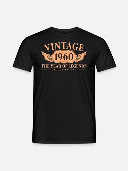 Jahrgang 1960 geboren 65 Jahre 65. Geburtstag - Männer T-Shirt - Schwarz