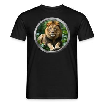 Lion Animal - 2 - Men's T-Shirt - black - Front - AI Model Male 178 light (178cm)