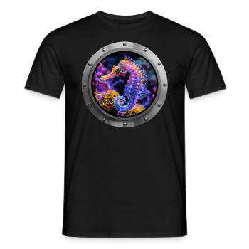 Seahorse Animal - 4 - Men's T-Shirt - black - Front - AI Model Male 178 light (178cm)