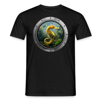 Seahorse Animal - 5 - Men's T-Shirt - black - Front - AI Model Male 178 light (178cm)