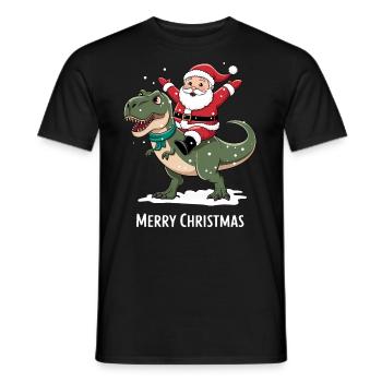 Dinosaur T-Rex Christmas Santa Claus - Men's T-Shirt - black - Front - AI Model Male 178 light (178cm)