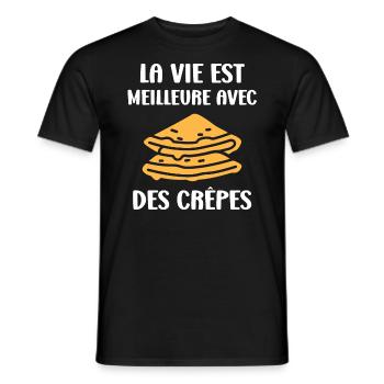 crêpe - T-shirt homme - noir - Devant - AI Model Male 178 light (178cm)