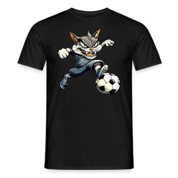 Fussballer Katze - Männer T-Shirt - Schwarz - Vorne - AI Model Male 178 light (178cm)