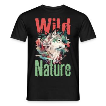 Wolf Wolf Head Predator Nature Wilderness Colorful Art - Men's T-Shirt - black - Front - AI Model Male 178 light (178cm)