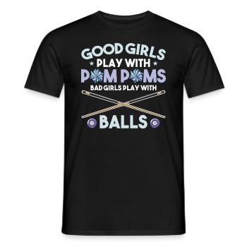 Bad Girls Playing Pool With Balls - Men's T-Shirt - black - Front - AI Model Male 178 light (178cm)