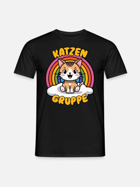 Süßes Katzengruppe Kindergarten Gruppentier Katze - Männer T-Shirt - Schwarz