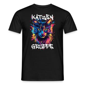 Graffiti Katzengruppe Kindergarten Gruppentier - Männer T-Shirt - Schwarz - Vorne - AI Model Male 178 light (178cm)