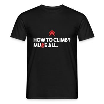 Wie klettert man? Alle stummschalten. - Männer T-Shirt - Schwarz - Vorne - AI Model Male 178 light (178cm)