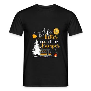 Life is better around the camper - Men's T-Shirt - black - Front - AI Model Male 178 light (178cm)