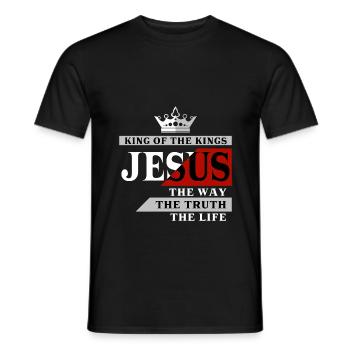 Jesus The King - Men's T-Shirt - black - Front - AI Model Male 178 light (178cm)