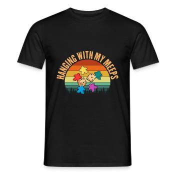 Hanging With My Meeps, funny board game - Men's T-Shirt - black - Front - AI Model Male 178 light (178cm)