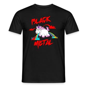 Funny unicorn black metal - Men's T-Shirt - black - Front - AI Model Male 178 light (178cm)