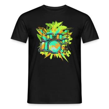 Batteur de batterie - T-shirt homme - noir - Devant - AI Model Male 178 light (178cm)
