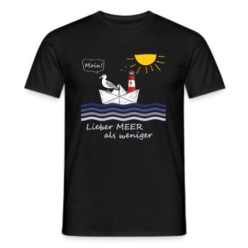 Better sea than less Moin North Sea northern people - Men's T-Shirt - black - Front - AI Model Male 178 light (178cm)