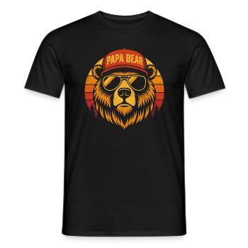 Papa Bear Retro Sonnenuntergang Vintage Bärenkopf - Männer T-Shirt - Schwarz - Vorne - AI Model Male 178 light (178cm)
