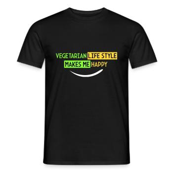 mode de vie végétarien - Je suis heureux - T-shirt homme - noir - Devant - AI Model Male 178 light (178cm)