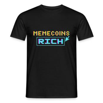 Memecoins -> reich - Männer T-Shirt - Schwarz - Vorne - AI Model Male 178 light (178cm)