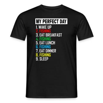My Perfect Day pêcher cadeau de pêche - T-shirt homme - noir - Devant - AI Model Male 178 light (178cm)