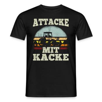 Attacke mit Kacke Traktor Bauer - Lustiger Spruch - Männer T-Shirt - Schwarz - Vorne - AI Model Male 178 light (178cm)