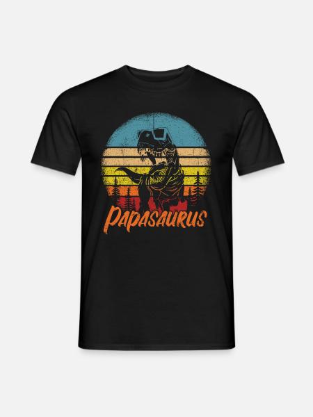 Papasaurus Dinosaurier Papa Saurus Vatertags Gesch - Männer T-Shirt - Schwarz