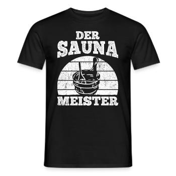 Saunameister - Geschenk Sauna Spruch Saunieren - Männer T-Shirt - Schwarz - Vorne - AI Model Male 178 light (178cm)
