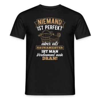 Saunameister - Geschenk Sauna Spruch Saunieren - Männer T-Shirt - Schwarz - Vorne - AI Model Male 178 light (178cm)