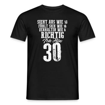 Vintage 30 Jahre Mann 30ter Geschenk 30. Geburtsta - Männer T-Shirt - Schwarz - Vorne - AI Model Male 178 light (178cm)