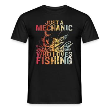 Nur ein Mechaniker der das Angeln liebt - KFZ-Mech - Männer T-Shirt - Schwarz - Vorne - AI Model Male 178 light (178cm)
