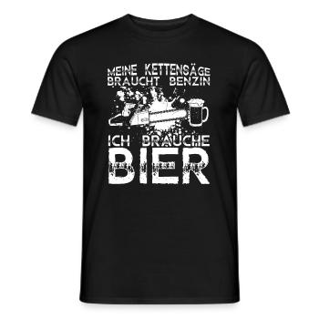 Kettensäge Bier Benzin Motorsäge Holz Arbeiter Wal - Männer T-Shirt - Schwarz - Vorne - AI Model Male 178 light (178cm)