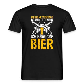 Kettensäge Bier Benzin Motorsäge Holz Arbeiter Ges - Männer T-Shirt - Schwarz - Vorne - AI Model Male 178 light (178cm)