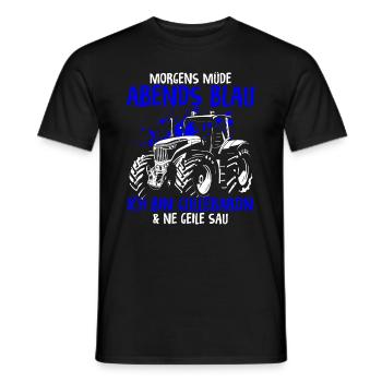 Morgens müde Abends Blau, Güllebaron und ne geile - Männer T-Shirt - Schwarz - Vorne - AI Model Male 178 light (178cm)