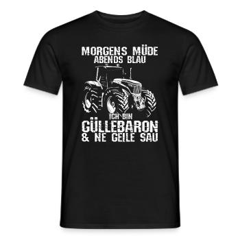 Morgens müde Abends Blau, Güllebaron und ne geile - Männer T-Shirt - Schwarz - Vorne - AI Model Male 178 light (178cm)