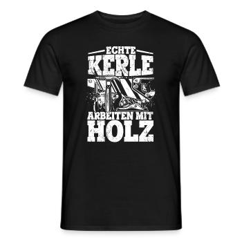 Echte Kerle arbeiten mit Holz - Tischler Schreiner - Männer T-Shirt - Schwarz - Vorne - AI Model Male 178 light (178cm)