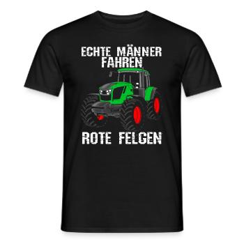 Echte Männer fahren rote Felgen Landwirt Traktor S - Männer T-Shirt - Schwarz - Vorne - AI Model Male 178 light (178cm)
