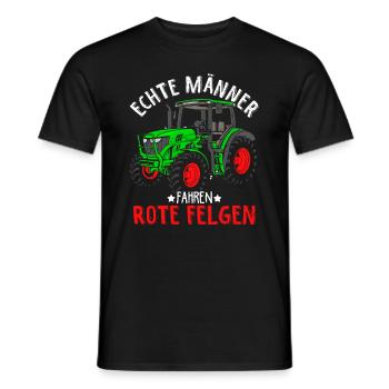 Echte Männer fahren rote Felgen Landwirt Traktor S - Männer T-Shirt - Schwarz - Vorne - AI Model Male 178 light (178cm)