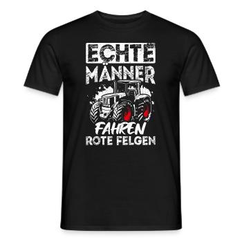 Echte Männer fahren rote Felgen - Traktor Landwirt - Männer T-Shirt - Schwarz - Vorne - AI Model Male 178 light (178cm)