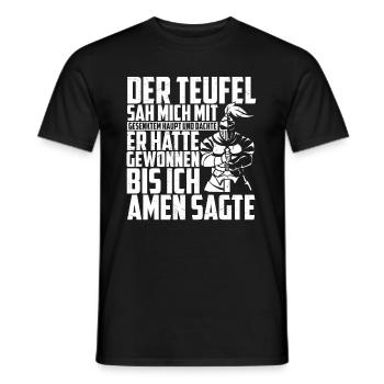 Der Teufel Sah Mich Mit Gesenktem Haupt Bis Ich Am - Männer T-Shirt - Schwarz - Vorne - AI Model Male 178 light (178cm)