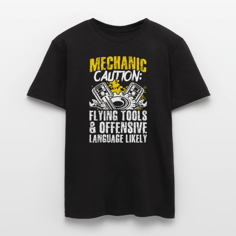 Mechanic Caution Flying Tools Design Aut Men’s T-shirt