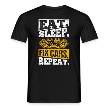 Eat Sleep Fix Cars Repeat Car Guy Tuner Garage Mec - Men's T-Shirt - black - Front - AI Model Male 178 light (178cm)