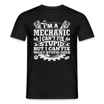 Je suis mécanicien, je ne peux pas faire de bêtises - T-shirt homme - noir - Devant - AI Model Male 178 light (178cm)