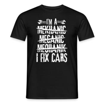 I'm a Mekhanic Mecanic Meohanik I repair - Men's T-Shirt - black - Front - AI Model Male 178 light (178cm)